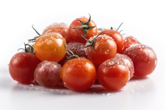 Frozen Tomatoes On White Background Generative AI