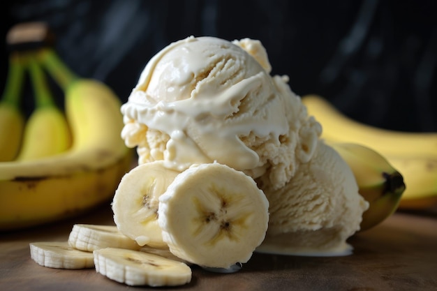 Frozen treat Sweet Banana Ice Cream Enjoy a creamy fruity and refreshing dessert that's dairyfree and vegan Generative AI