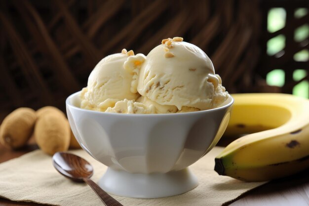 Frozen treat Sweet Banana Ice Cream Enjoy a creamy fruity and refreshing dessert that's dairyfree and vegan Generative AI