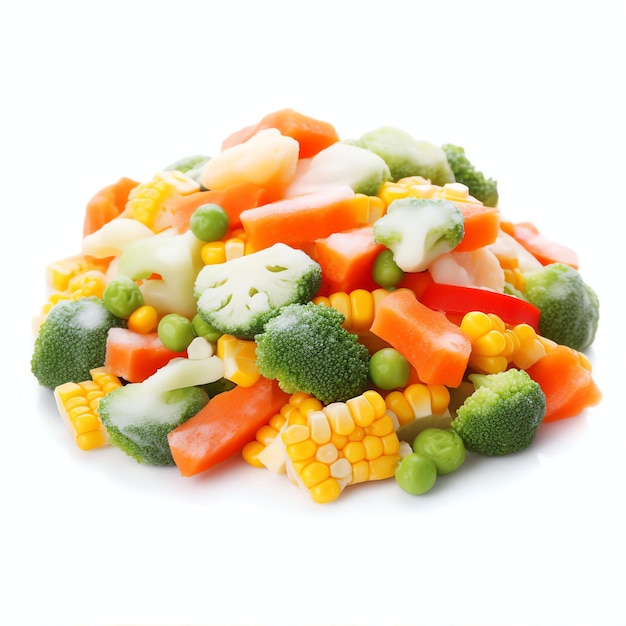 Frozen vegetables on white background table