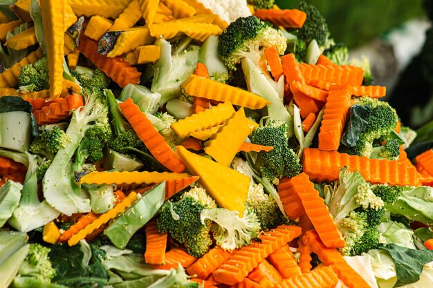 frozen vegetables on the white background