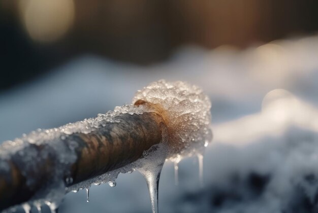 Frozen water pipe old tube Generate Ai