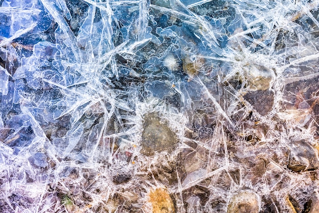 Frozen water in shallow water