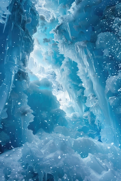 a frozen waterfall with ice and water dripping down the side