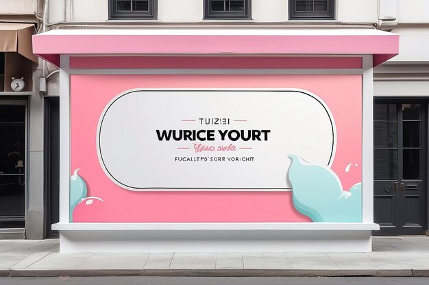 Photo frozen yogurt shop marquee signboard mockup with blank white empty space for placing your design