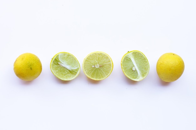 Frsh limes isolated on white background