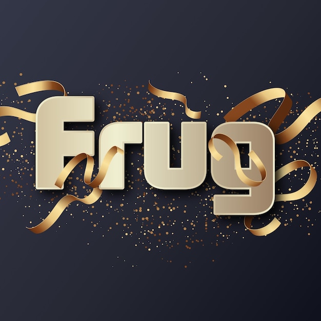 Frug テキスト効果 ゴールド JPG 魅力的な背景カード写真