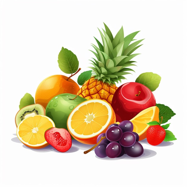 Fruit 2d vector illustration cartoon in white background h