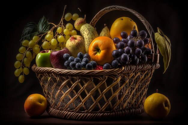 fruit in the basket , creative ai