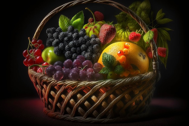 fruit in the basket , creative ai