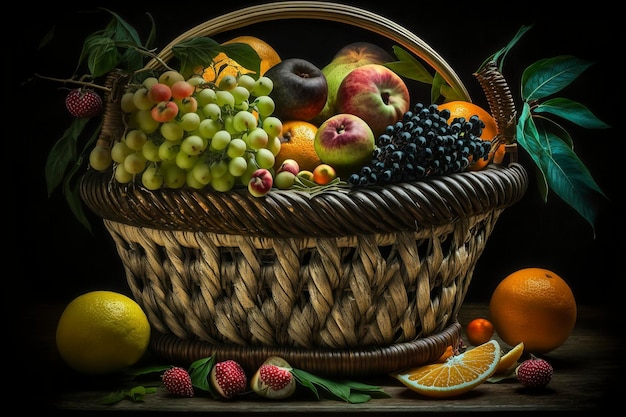 fruit in the basket , creative ai