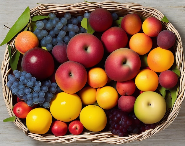 Fruit in a basket front view background