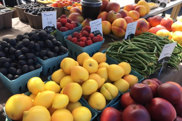 a fruit in a basket in a market