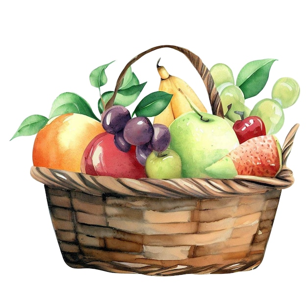 Photo fruit basket watercolor clipart