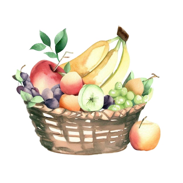 Photo fruit basket watercolor clipart