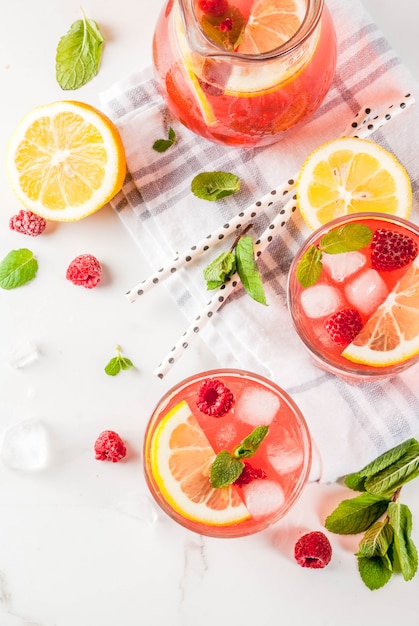 fruit and berry mojito with fresh mint 