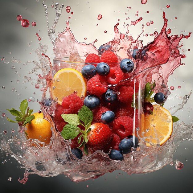 Баннер освежающего летнего сладкого охлажденного напитка с фруктами и ягодами для веб-сайтов Сгенерировано с помощью AI