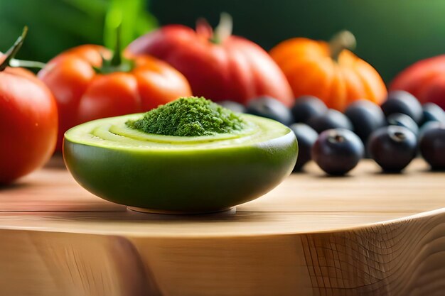 A fruit bowl with a bunch of tomatoes and a green pepper