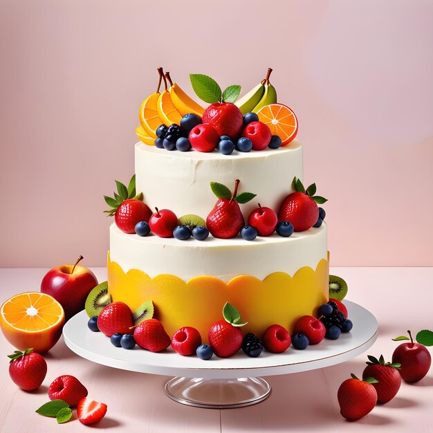 Fruit Cake With Strawberries Blueberriescots And Oranges