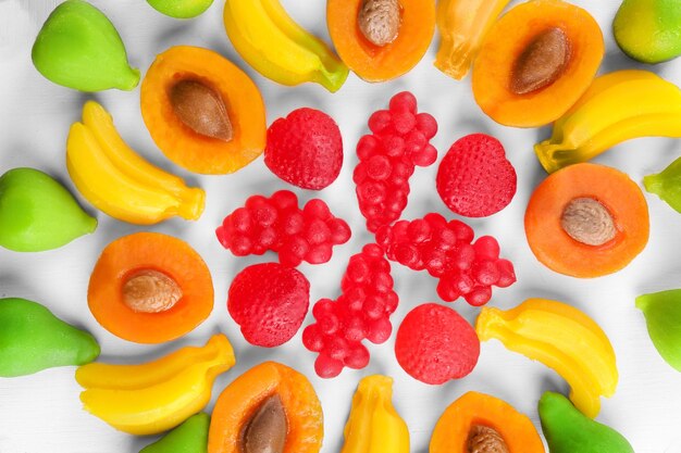 Fruit candies closeup