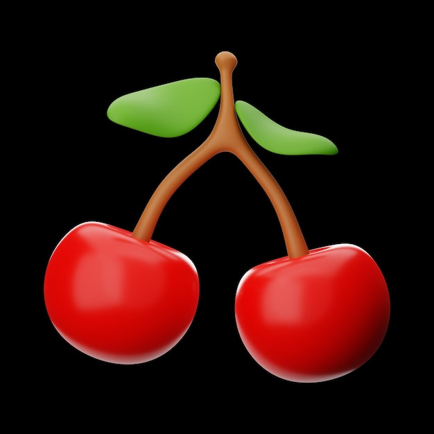 fruit cherry food and drink icon 3d rendering on isolated background