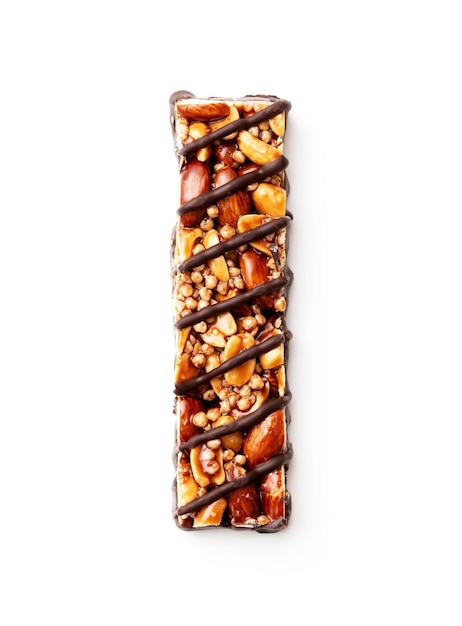 Photo fruit chia seeds and nut bar granola bar