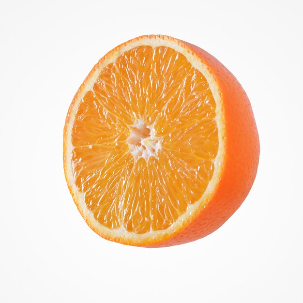 Fruit citrus composition. Healthy vibrant half an orange isolat on white studio background.