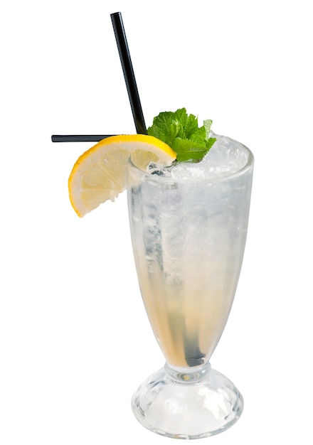 Fruit citrus tropical cocktail   closeup isolated on white background.