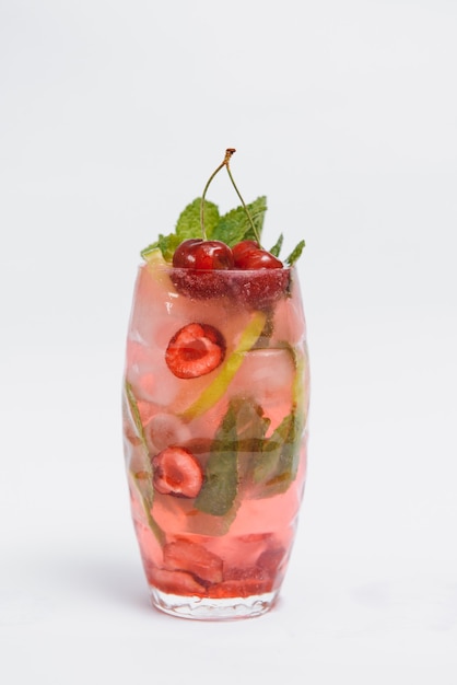 Fruit cocktail on a white background