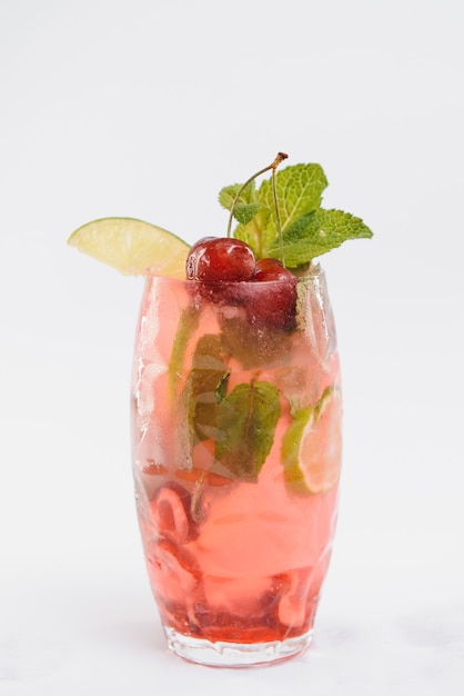 Fruit cocktail on a white background
