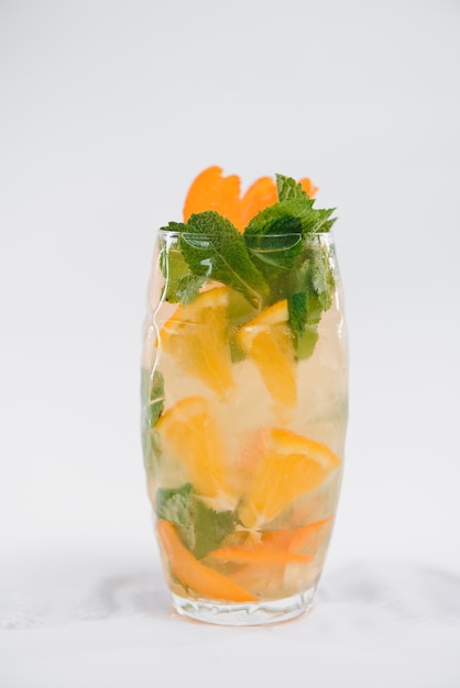 Fruit cocktail on a white background