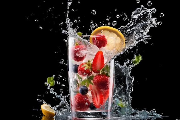 Fruit drink on dark background