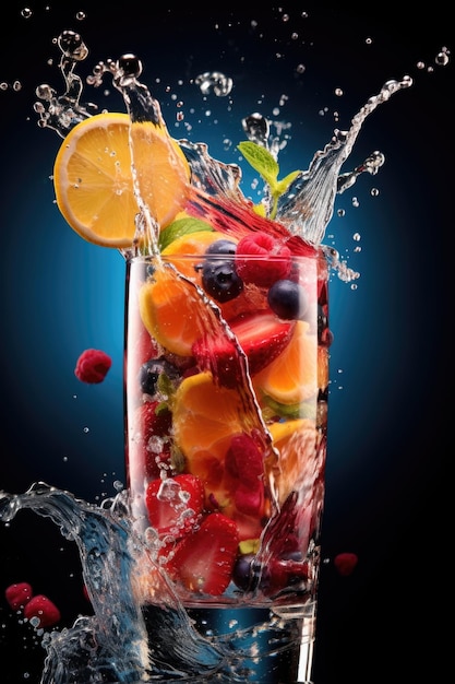 Fruit drink on dark background