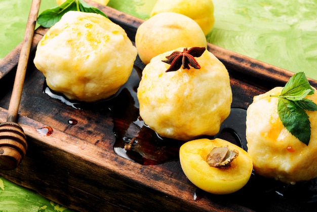 Fruit dumplings with apricot