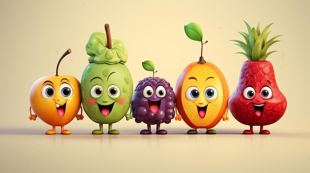 Foto fruit en bessen 3d icoon set generatieve ai