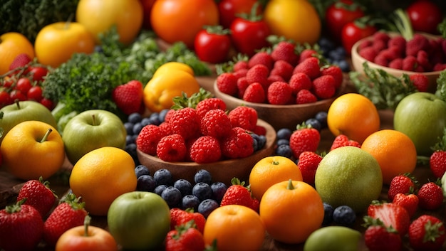 Fruit en groenten die de rol van voeding bij het ondersteunen van de natuurlijke immuniteit benadrukken