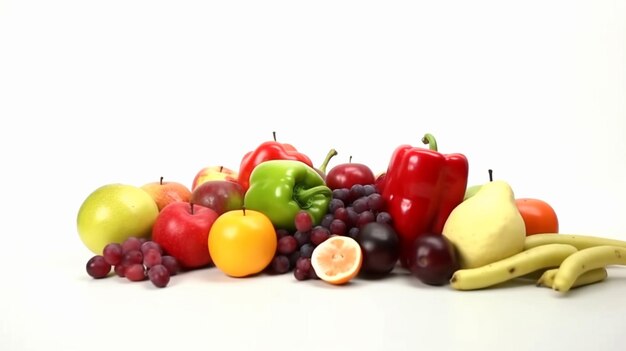 Fruit en groenten op een witte achtergrond Generatieve AI