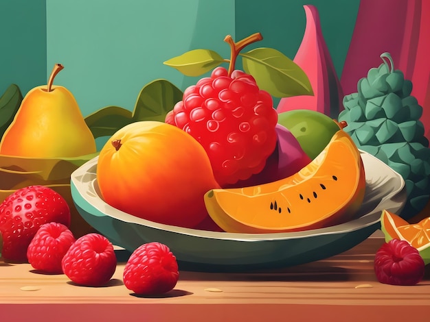 Foto illustrazione di frutta piatta