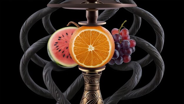 Photo fruit flavor hookah isolated on black close up