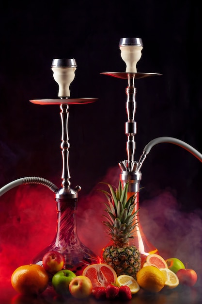 Photo fruit flavor hookah isolated on black close up