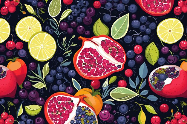 Fruit and floral seamless pattern wallpaper