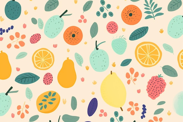 fruit and floral seamless pattern wallpaper