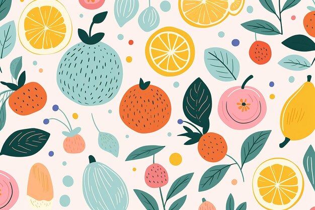 fruit and floral seamless pattern wallpaper