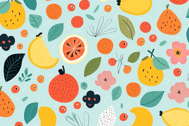 fruit and floral seamless pattern wallpaper