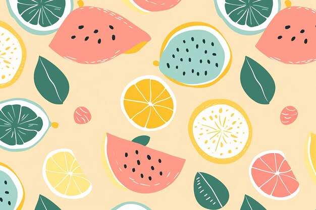 fruit and floral seamless pattern wallpaper