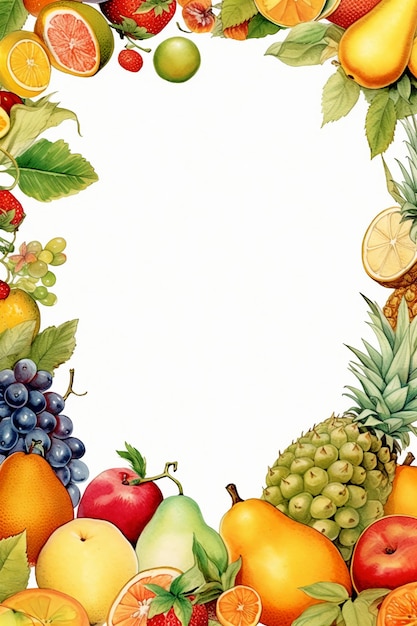 A fruit frame with a white background