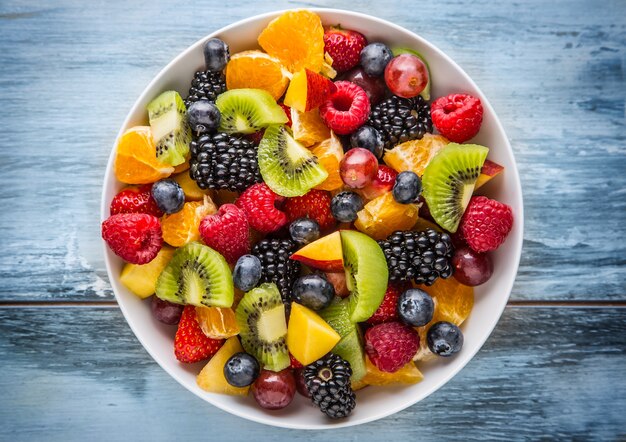 Fruit fresh mixed tropical fruit salad Bowl of healthy fresh fruit salad  died and fitness concept