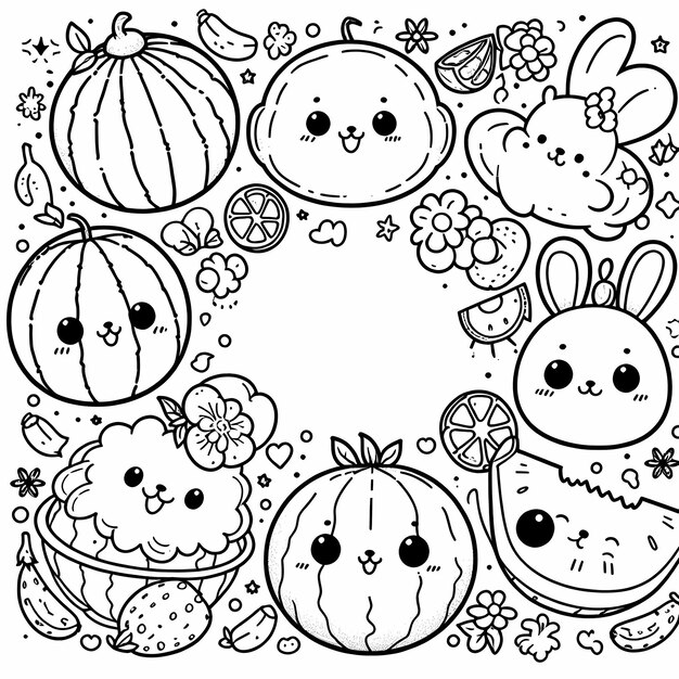 Photo fruit fun simple and cute coloring pages