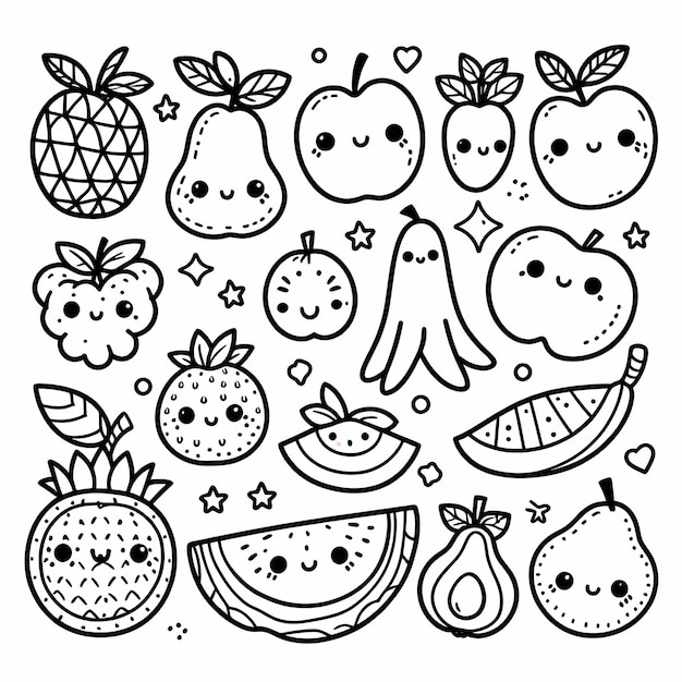 fruit fun simple and cute coloring pages