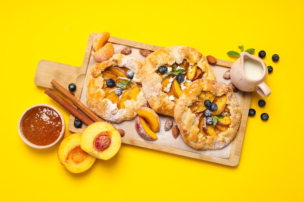 Fruit galette composition for tasty food concept top view